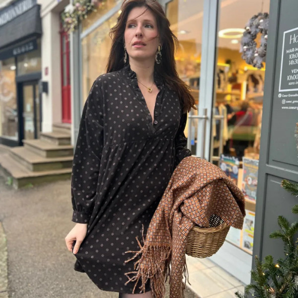 Robe à poids marron coupe Baby Doll