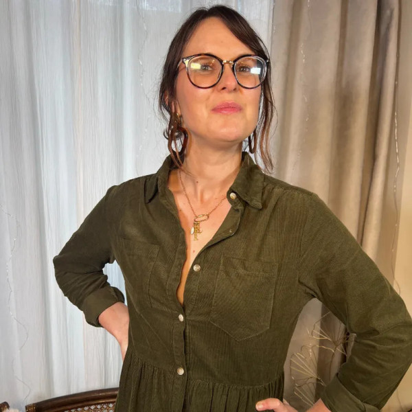 Robe kaki en velours