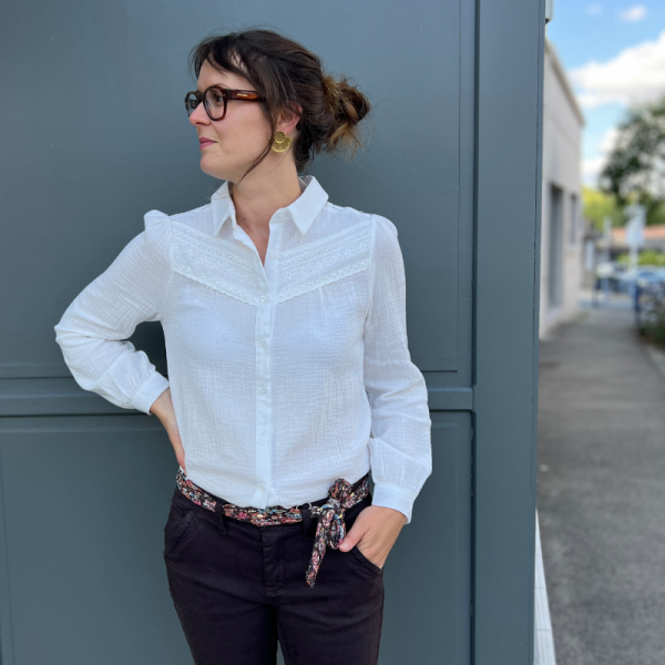 Chemise blanche femme gaz de coton