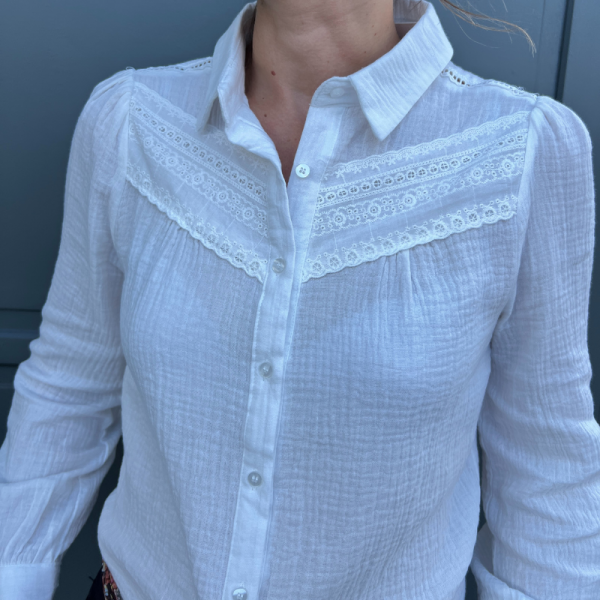 Chemise blanche femme gaz de coton