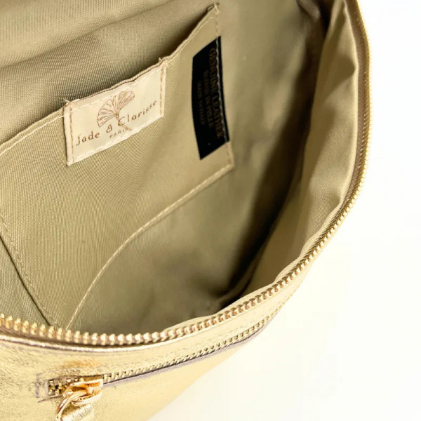 Sac banane en cuir doré