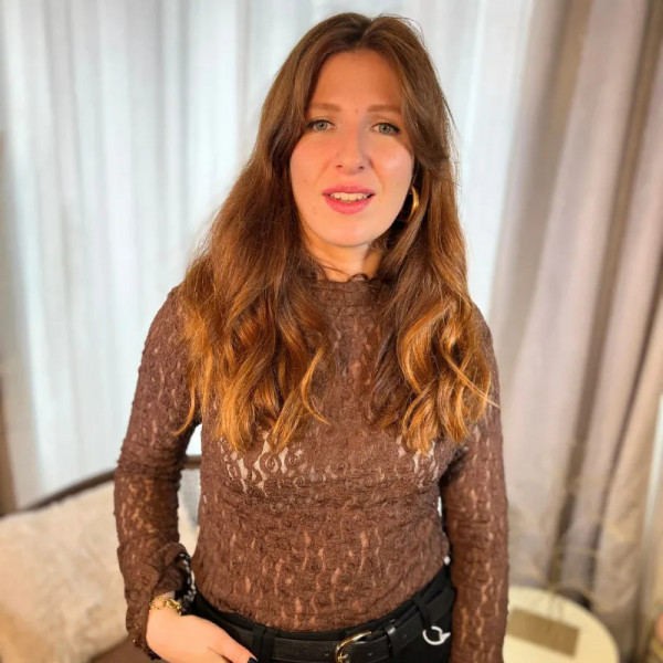 Top en dentelle marron