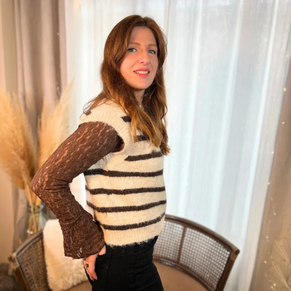 Top en dentelle marron