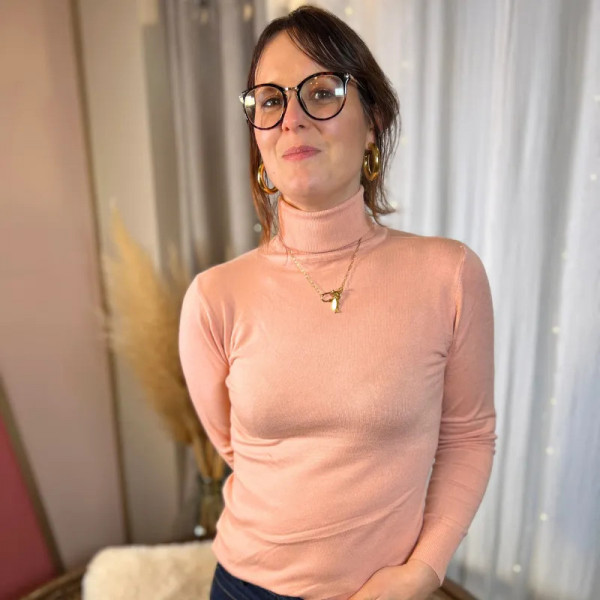 Sous pull col roulé rose