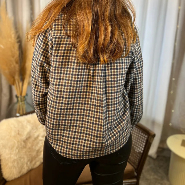 Chemise bleu et marron à carreaux
