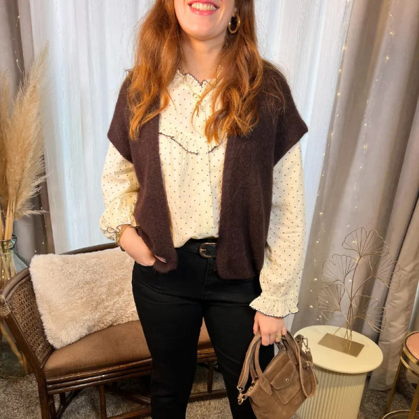 Gilet sans manches beige