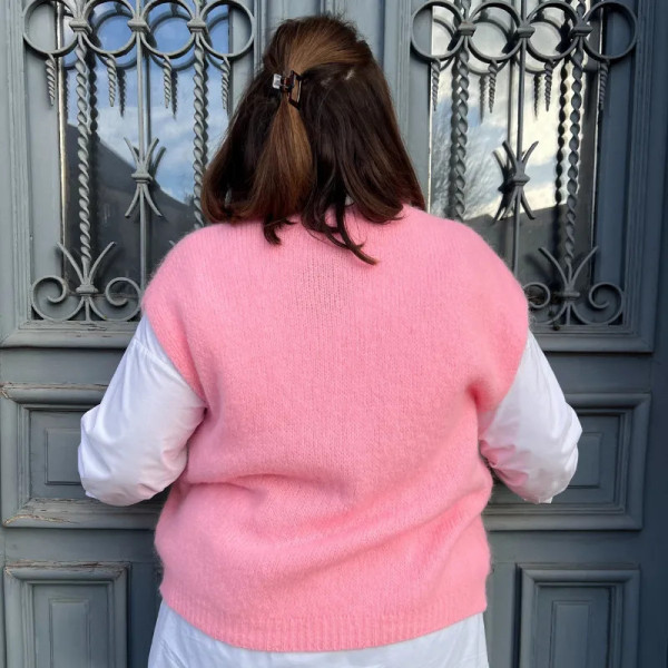 Gilet sans manches rose femme grande taille