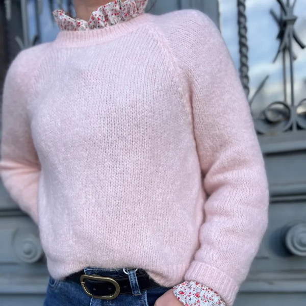 Pull femme  tendance col rond rose pâle