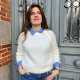 Pull femme  tendance col rond blanc