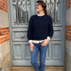 Pull femme  tendance col rond bleu marine