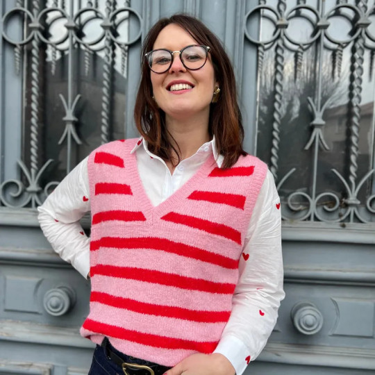 Pull femme sans manches tendance style années 80