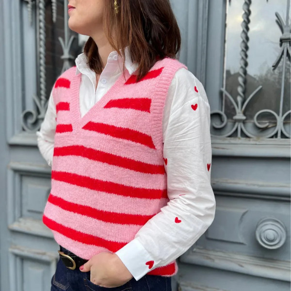Pull femme sans manches tendance style années 80