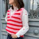 Pull femme sans manches tendance style années 80