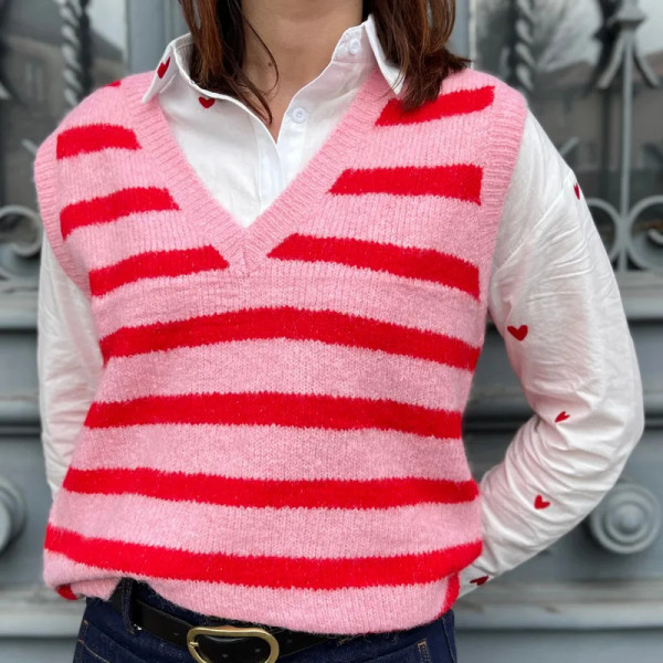 Pull femme sans manches tendance style années 80