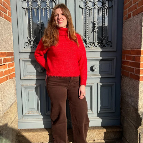 Jean femme grande taille marron coupe barrel ou balloon