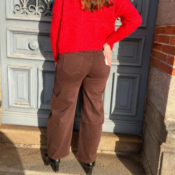 Jean femme grande taille marron coupe barrel ou balloon