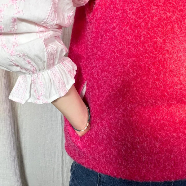 Gilet sans manches femme rose fuchsia – Coupe droite