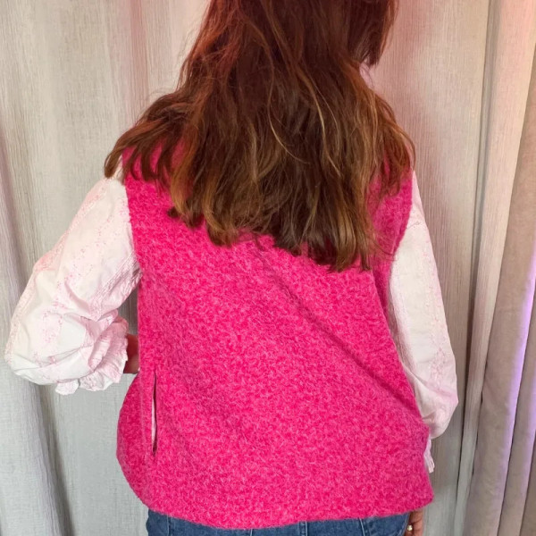 Gilet sans manches femme rose fuchsia – Coupe droite