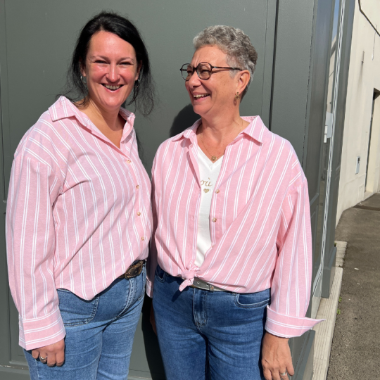 Chemise rose à rayure