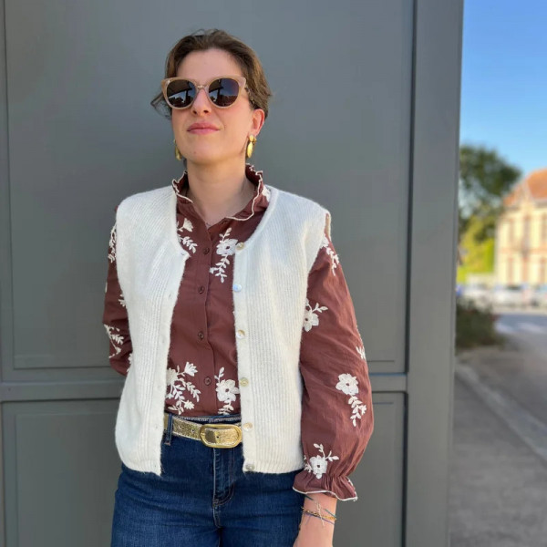 Gilet sans manches beige