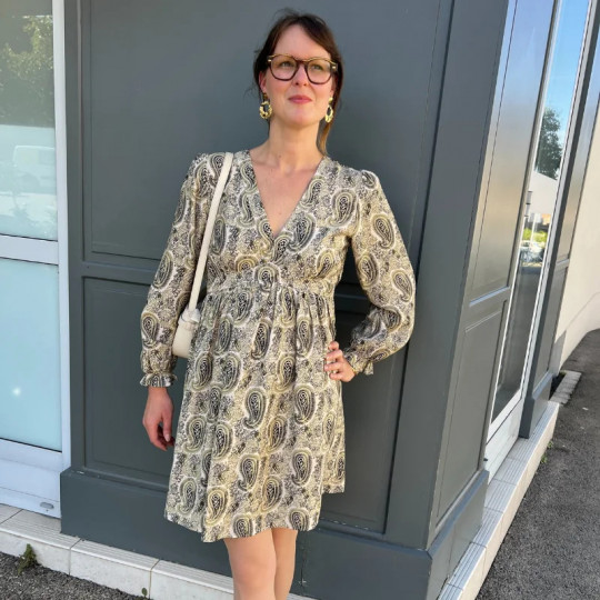 Robe motifs cachemire vert