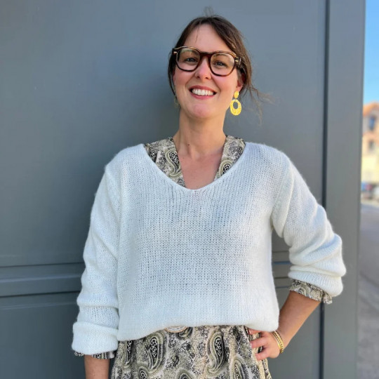 Pull blanc en alpaga
