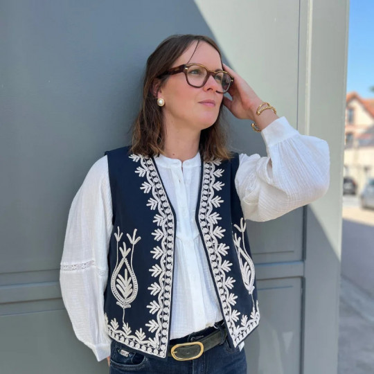 Boléro bohème bleu femme